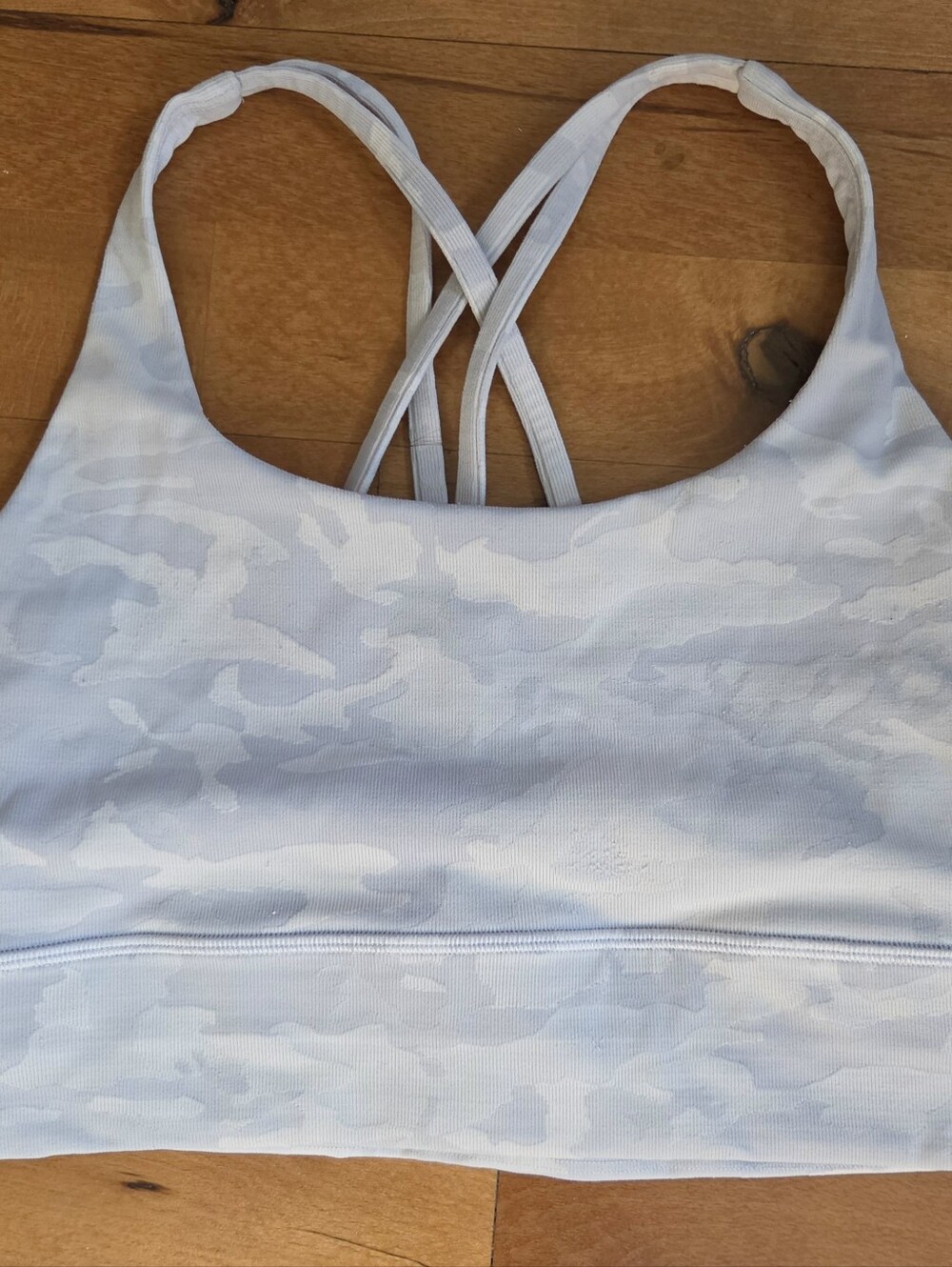 Lululemon Sz 10 Women’s Light Blue Camo Strappy Sports Bra